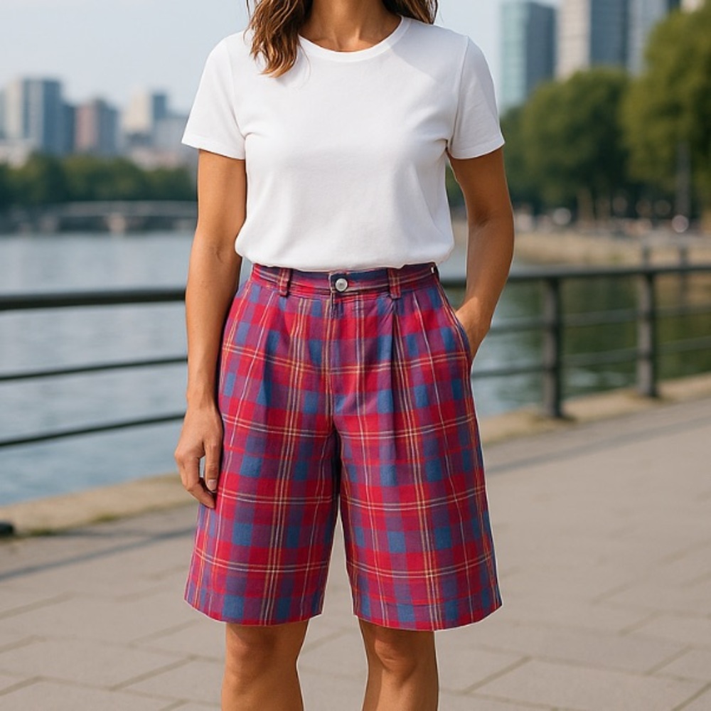Vintage 80’s Tabi Madras Lightweight Plaid Shorts | Size 12